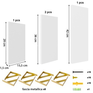 BAKAJI Σετ 4 Ξύλινα Λευκά Ράφια Τοίχου με Χρυσές Βάσεις Στήριξης γ... BAKAJI Σετ 4 Ξύλινα Λευκά Ράφια Τοίχου με Χρυσές Βάσεις Στήριξης γ...
