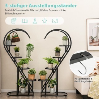 Costway  Μεταλλική 5-επίπεδη βάση φυτών σε σχήμα καρδιάς με γάντζου...