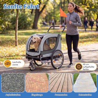 Costway 2 σε 1 Ποδηλατικό Τρέιλερ και Καρότσι Σκύλου με Άνοιγμα Ορο...