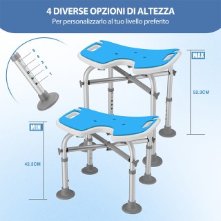 BAKAJI Ρυθμιζόμενο Καθισμα Ντους με Αντιολισθητικά Πόδια 02001750