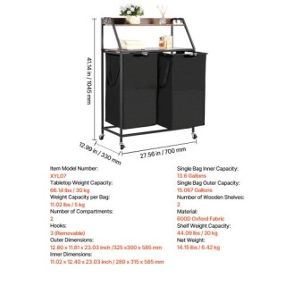 VEVOR Διπλό Καλάθι Άπλυτων με Ρόδες και Γάντζους XYLEKJSMGBS2NT3MS0... VEVOR Διπλό Καλάθι Άπλυτων με Ρόδες και Γάντζους XYLEKJSMGBS2NT3MS0...