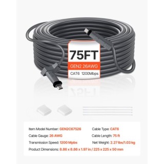 VEVOR Starlink Καλώδιο Επέκτασης Gen 2 75 FT 1200 Mbps XLYZDLGEN226...