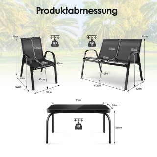 Costway  Σετ Επίπλων Βεράντας 4 Τεμαχίων με Μοντέρνο Σχεδιασμό και ...