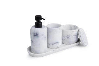 Σετ Αξεσουάρ Μπάνιου - Σαπουνιού 4 τεμαχίων - Λευκό/Μάρμαρο 872060... Σετ Αξεσουάρ Μπάνιου - Σαπουνιού 4 τεμαχίων - Λευκό/Μάρμαρο 872060...