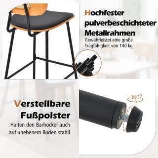 Costway Σετ 2 Μπαρ Σκαμπό Rattan με Άνετη Ρατάν Πλάτη JV11222BK-2 Costway Σετ 2 Μπαρ Σκαμπό Rattan με Άνετη Ρατάν Πλάτη JV11222BK-2