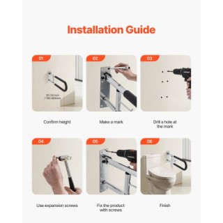 VEVOR Πτυσσόμενη Λαβή Τουαλέτας 30 In 300 Lbs με Θήκη Χαρτιού CSFSW...