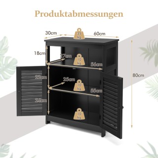 Costway Απλός και κομψός ντουλάπι μπάνιου με ρυθμιζόμενο ράφι και μ...