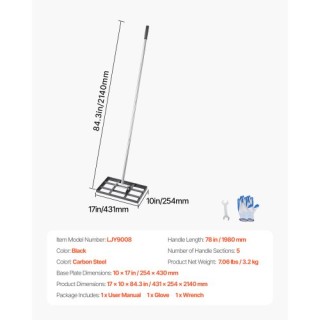 VEVOR Ράβδος Εξομάλυνσης Γκαζόν 10x17in με Ρυθμιζόμενη Λαβή 78in CP... VEVOR Ράβδος Εξομάλυνσης Γκαζόν 10x17in με Ρυθμιζόμενη Λαβή 78in CP...