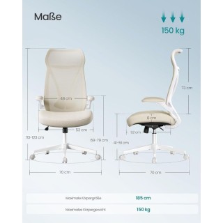 SONGMICS Εργονομική Καρέκλα Γραφείου με Ρυθμιζόμενο Ύψος και Αναδιπ...