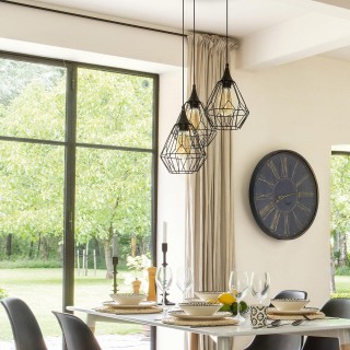 Atmosphera Τρίφωτο Φωτιστικό Οροφής με Μεταλλικό Πλέγμα (Ύψος Καλωδ...