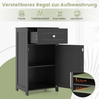 Costway  Στενή ντουλάπα μπάνιου με συρτάρι & πόρτα, Μαύρο, 43 x 34 ...