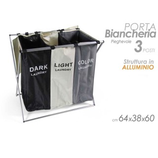 BAKAJI  Καλάθι Απλύτων 3 Διαμερισμάτων Πτυσσόμενο από Αλουμίνιο και...