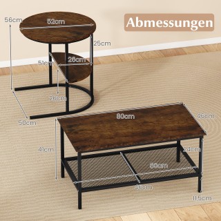 Costway Σετ 2 Συνδυαζόμενα Τραπεζάκια Σαλονιού με Επιφάνεια από Τεχ...