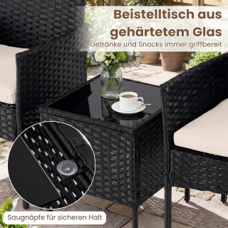 Costway Σετ επίπλων μπαλκονιού 3 τεμαχίων από ρατάν με 2 καρέκλες κ...