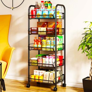 BAKAJI Πολυλειτουργικό Κινητό Καρότσι Αποθήκευσης 5 Επιπέδων Μαύρο ... BAKAJI Πολυλειτουργικό Κινητό Καρότσι Αποθήκευσης 5 Επιπέδων Μαύρο ...