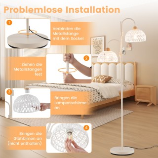 Costway Δίφωτη Επιδαπέδια Λάμπα με Περιστρεφόμενα Καπέλα & Διακόπτη...