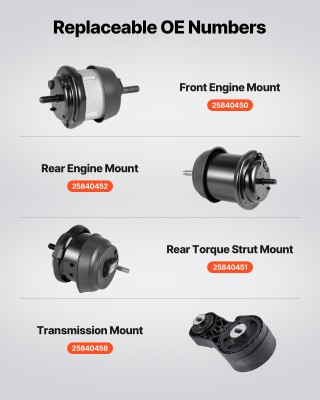 VEVOR Σετ Στήριξης Κινητήρα & Κιβωτίου, 4 Τεμάχια, Συμβατό με Chevr...