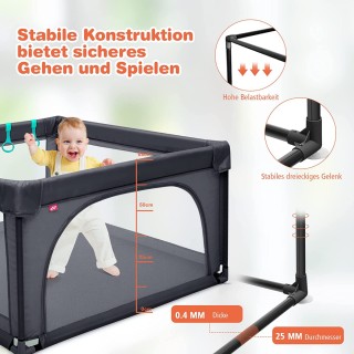 Costway Παιδικό Πάρκο 120 x 120 cm με 50 Μπάλες και Αναπνεύσιμο Δίχ...