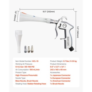 VEVOR Πιστόλι Καθαρισμού Υψηλής Πίεσης με Διπλά Ακροφύσια για Σκόνη... VEVOR Πιστόλι Καθαρισμού Υψηλής Πίεσης με Διπλά Ακροφύσια για Σκόνη...