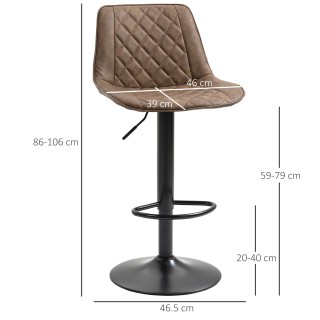 HOMCOM Σετ 2 Σκαμπό Μπαρ με Ρυθμιζόμενο Ύψος και Περιστρεφόμενα Επέ...