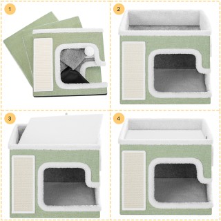 BAKAJI Πράσινο Σπιτάκι Γάτας με Ονυχοδρόμιο 42x42x33 εκ. 02842221