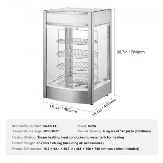 Επαγγελματική Θερμαινόμενη Βιτρίνα Πίτσας 4 Επιπέδων VEVOR PSZSJ4C... Επαγγελματική Θερμαινόμενη Βιτρίνα Πίτσας 4 Επιπέδων VEVOR PSZSJ4C...
