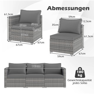 Costway Σετ Κήπου 3 Τεμαχίων με 3θέσιο Αρθρωτό Καναπέ από PE Ρατάν ... Costway Σετ Κήπου 3 Τεμαχίων με 3θέσιο Αρθρωτό Καναπέ από PE Ρατάν ...