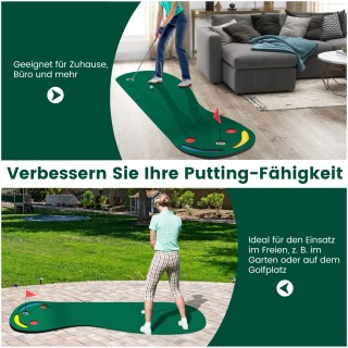 Costway Γκολφ Πράσινη Προπονητική Ματ 300 x 96 cm με 3 Τρύπες & 1 Σ...