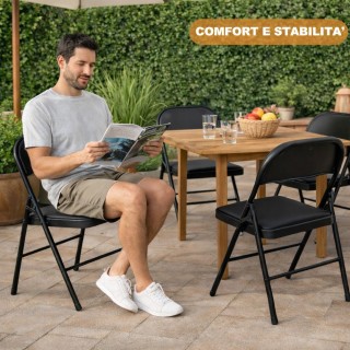 Shally Dogan Σετ 4 Μεταλλικές Μαύρες Καρέκλες με Εργονομική Σχέση κ...