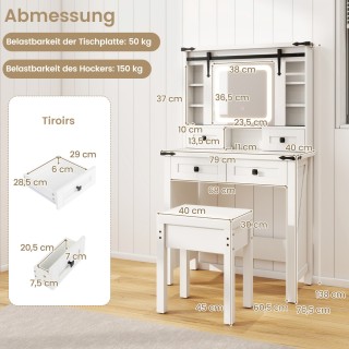 Costway Ρυθμιζόμενος καθρέφτης με LED φωτισμό και γυάλινη επιφάνεια...