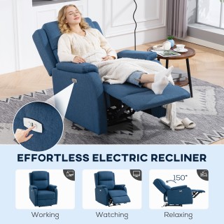 HOMCOM Ηλεκτρική Ανακλινόμενη Πολυθρόνα με Υποπόδιο από Υλικό με Όψ...