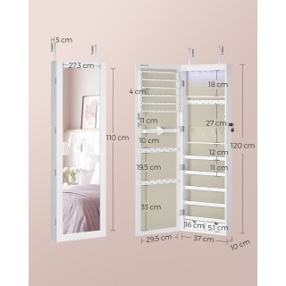 Κοσμηματοθήκη SONGMICS με Καθρέφτη και Κλειδαριά, Λευκή JJC093W01 Κοσμηματοθήκη SONGMICS με Καθρέφτη και Κλειδαριά, Λευκή JJC093W01