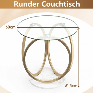 Costway Μινιμαλιστικό γυάλινο τραπεζάκι σαλονιού με γεωμετρική χρυσ...