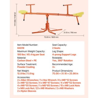 VEVOR Παιδική Τραμπάλα με Περιστροφή 360° και Χωρητικότητα 100lb YG... VEVOR Παιδική Τραμπάλα με Περιστροφή 360° και Χωρητικότητα 100lb YG...