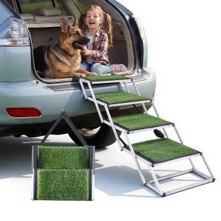 VEVOR Σκάλα Αυτοκινήτου για Σκύλους 4 Σκαλοπατιών Πτυσσόμενη Αντιολ...