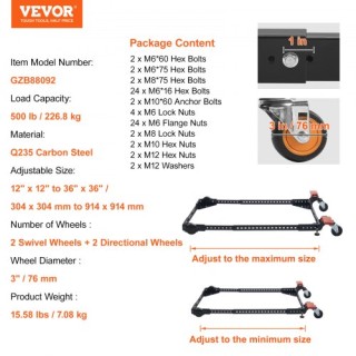 Βάση VEVOR Mobile 500 lbs για Εργαλεία/Μηχανές  JJYDDZ500LBSHIHL0V0
