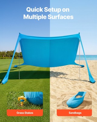 VEVOR Παραλία Σκηνή Σκιάς, Προστασία UPF50+, 2m Ύψος, 3.4 x 3.4m, Ε...