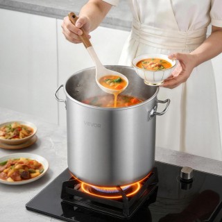 VEVOR Ανοξείδωτη Κατσαρόλα Stock Pot 19,9 L με Γυάλινο Καπάκι για Ε...