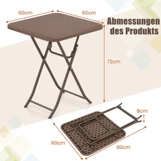 Costway Πτυσσόμενο Τετράγωνο Τραπέζι Κήπου Rattan με HDPE Επιφάνεια... Costway Πτυσσόμενο Τετράγωνο Τραπέζι Κήπου Rattan με HDPE Επιφάνεια...