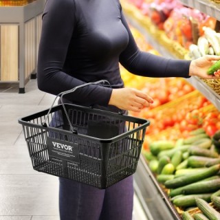 Σετ 12 Καλάθια Αγορών 21L με Σιδερένια Λαβή & Βάση Μαύρο - VEVOR  G...