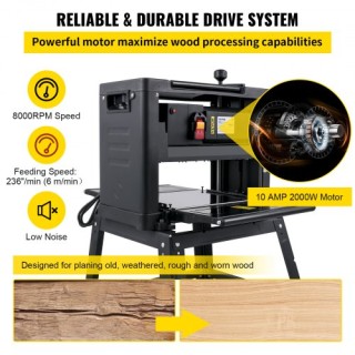 Πλάνη Ξύλου VEVOR 13 2000W με Βάση και Εξαγωγή Σκόνης  YBJYCOC13BPP...