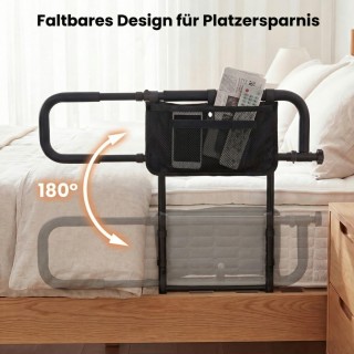 Costway Πτυσσόμενο κάγκελο κρεβατιού για ηλικιωμένους με λαβή και ρ...