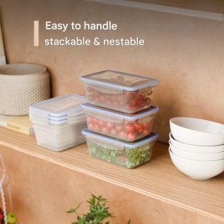 Σετ 6 Πλαστικά Δοχεία Φαγητού 1L με Καπάκια 19.5 x 7.6 x 13cm - Διά... Σετ 6 Πλαστικά Δοχεία Φαγητού 1L με Καπάκια 19.5 x 7.6 x 13cm - Διά...