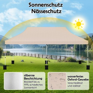 Costway Ρυθμιζόμενο Σπαστό Κιόσκι 3x6μ με Τσάντα Μεταφοράς - Μπεζ N... Costway Ρυθμιζόμενο Σπαστό Κιόσκι 3x6μ με Τσάντα Μεταφοράς - Μπεζ N...