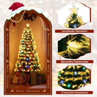 Costway 150 εκ. Τεχνητό Χριστουγεννιάτικο Δέντρο με Φωτισμό & Κορυφ...