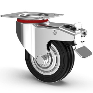 BAKAJI Σετ 4 Περιστρεφόμενοι Τροχοί Βαρέως Τύπου με Φρένο 80x63x90m...