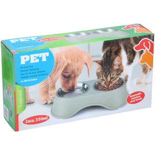 BAKAJI  Διπλό Μπολ για Κατοικίδια Ζώα Μπολ από Ανοξείδωτο Ατσάλι γι...