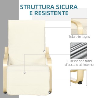 HOMCOM Πολυθρόνα Relax με Υποπόδιο 5 Επιπέδων και Προσκέφαλο, Ξύλο ...