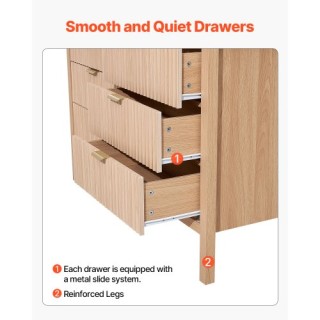 VEVOR Ξύλινη Συρταριέρα με 6 Αυλακωτά Συρτάρια και Σύστημα Ασφαλεία... VEVOR Ξύλινη Συρταριέρα με 6 Αυλακωτά Συρτάρια και Σύστημα Ασφαλεία...