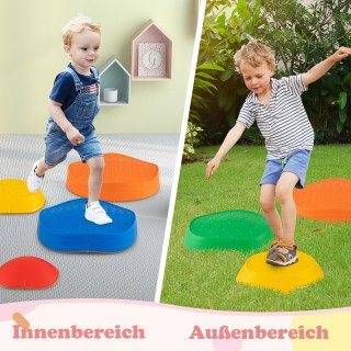 Costway Πολύχρωμοι Πενταγωνικοί Ισορροπιστικοί Λίθοι για Παιδιά, Αν...